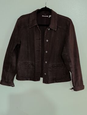 Chicos Platinum Women's Brown Button-Front Jacket Sz 1